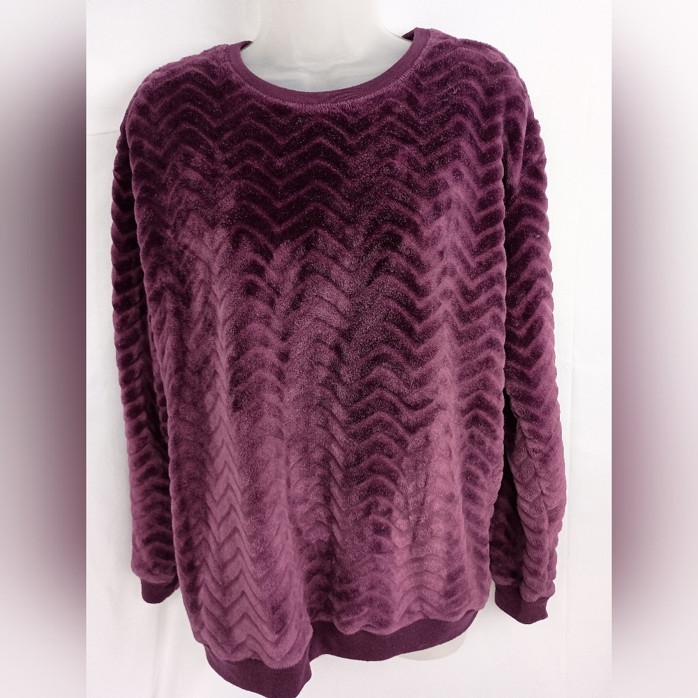 2/$30 FIFTH SUN Plush‎ Purple Chevron Pullover Cozy Warm Sweatshirt (#1,265)